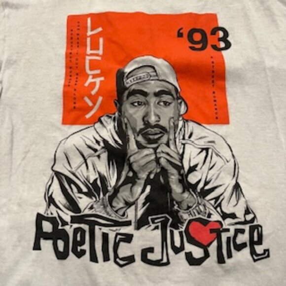 Tupac Shakur T-shirt Mens Medium Poetic‎ Justice 1993 short sleeve gray - Picture 3 of 11